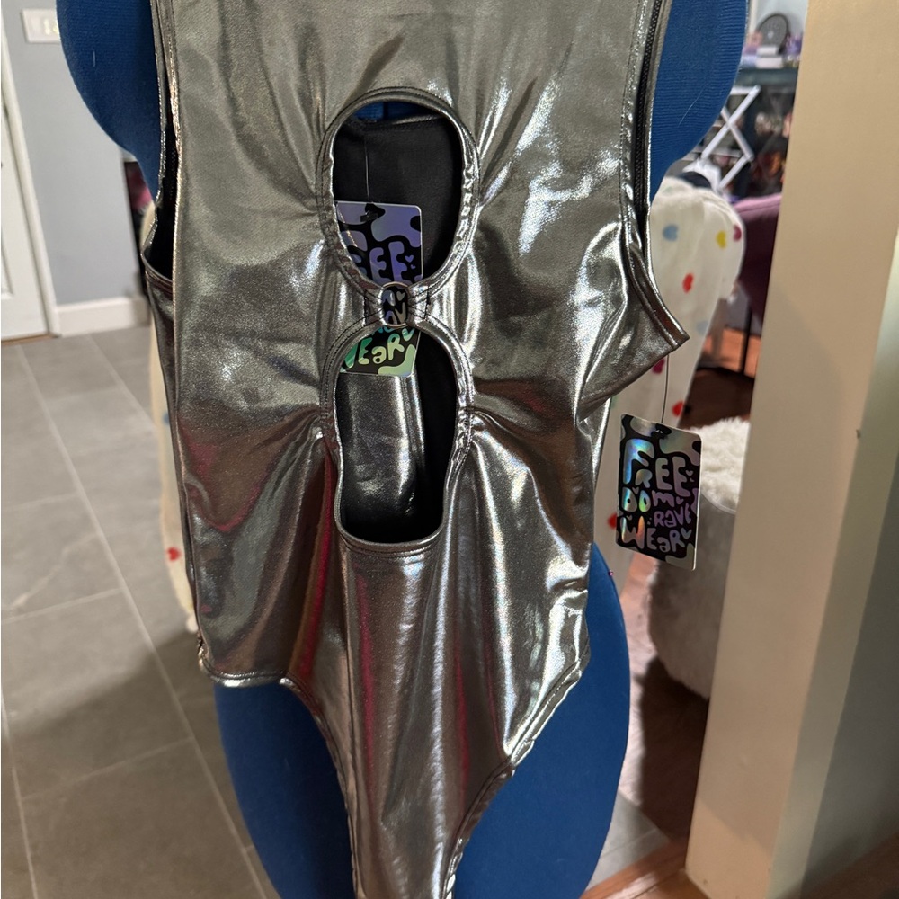 Metallic Cutout Bodysuit